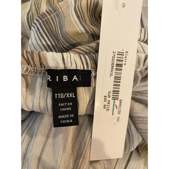 Tribal Womens Off  Shoulder Striped Cropped Leg Plus XXL NWT Slimming Jumpsuit - Picture 6 of 10